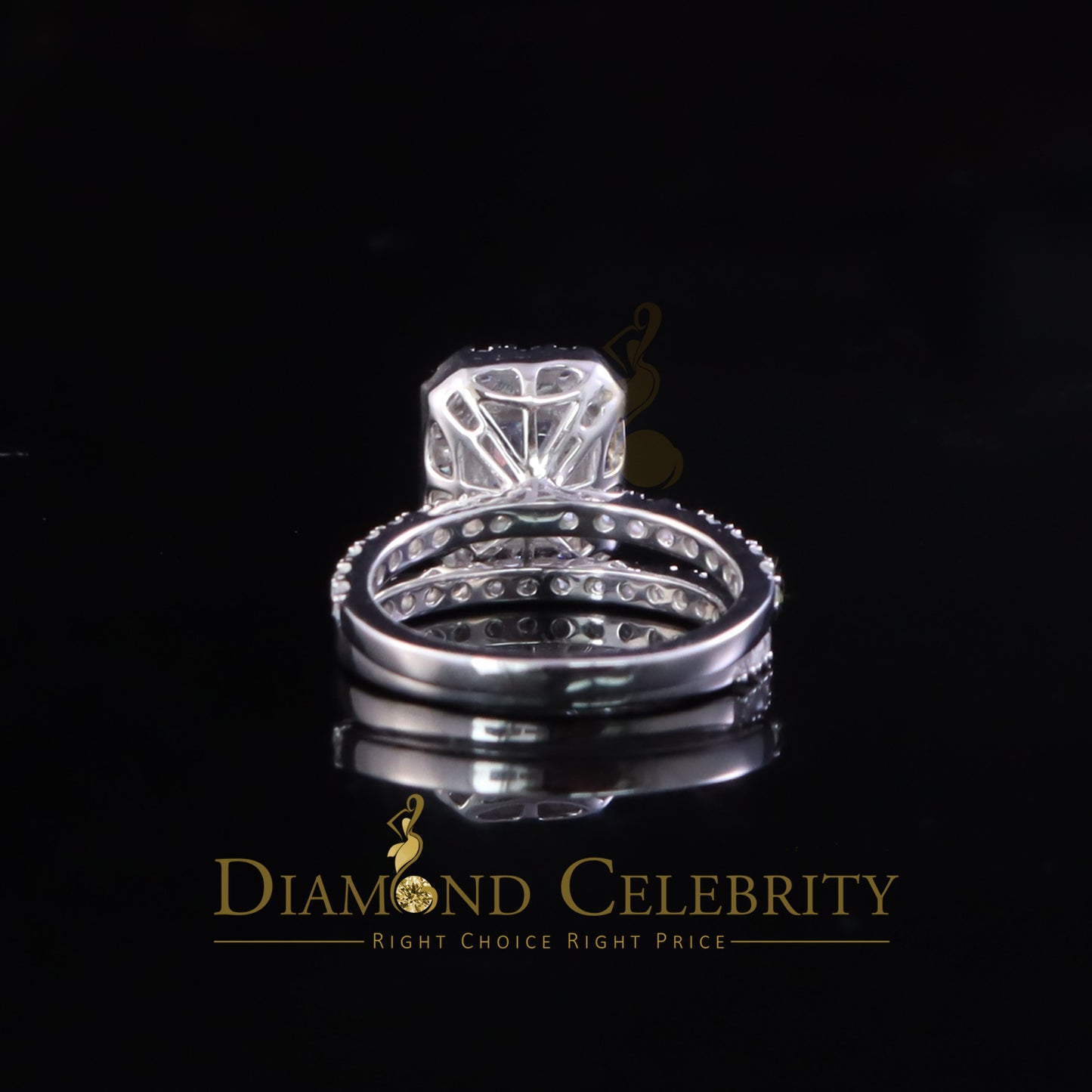 DiamondCelebritees 50 Cubic Zirconia Emearld Shape 2.97ct White Silver With Women Bridal Ring Sz7