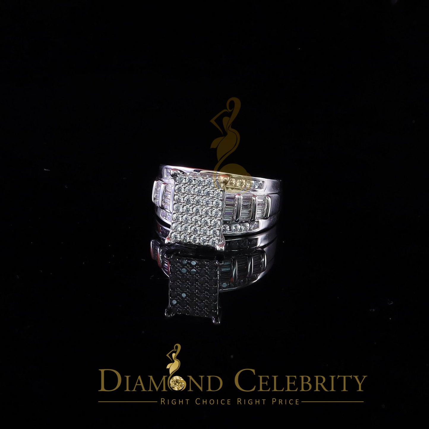 DiamondCelebritees 2.25ct Cubic Zirconia 925 White Silver Cinderella Engagement Women's Ring Size 8