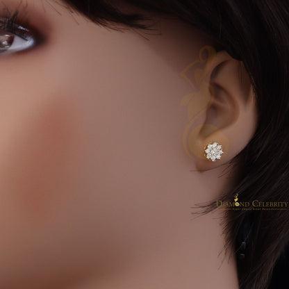 DiamondCelebritees  Yellow 925 Silver Cubic 0.14ct Zirconia Women's & Men's Hip Hop Flower Earrings