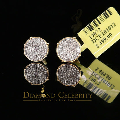 DiamondCelebritees 925 Sterling Silver 0.30ct Real Diamond For Women's/ Men's Yellow Round Earrings