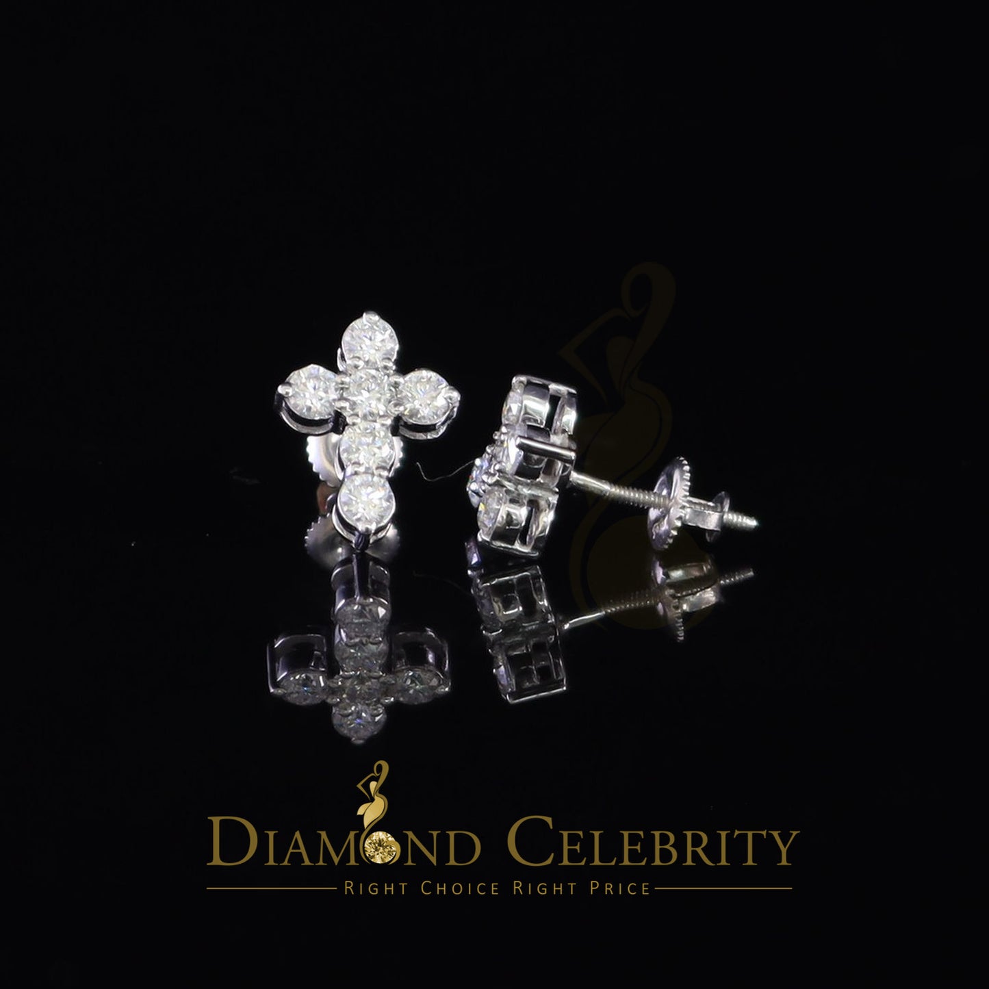 Diamondcelebritees 1.00ct Moissanite White 925 Sterling Silver Women's Cross Earrings