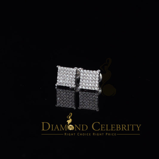 DiamondCelebritees  White Sterling Silver Women & Men 0.72ct Cubic Zirconia Square Stud Earrings