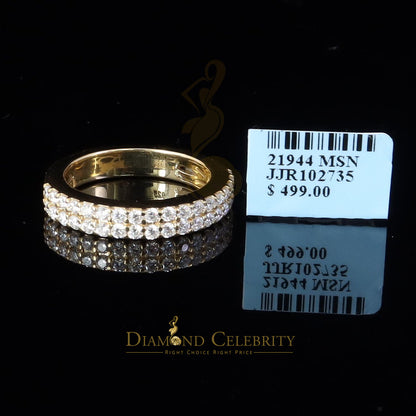 DiamondCelebritees Men's 1.50ct VVS D Silver Yellow Moissanite 2 Row Wedding Band 925 Ring Size 10