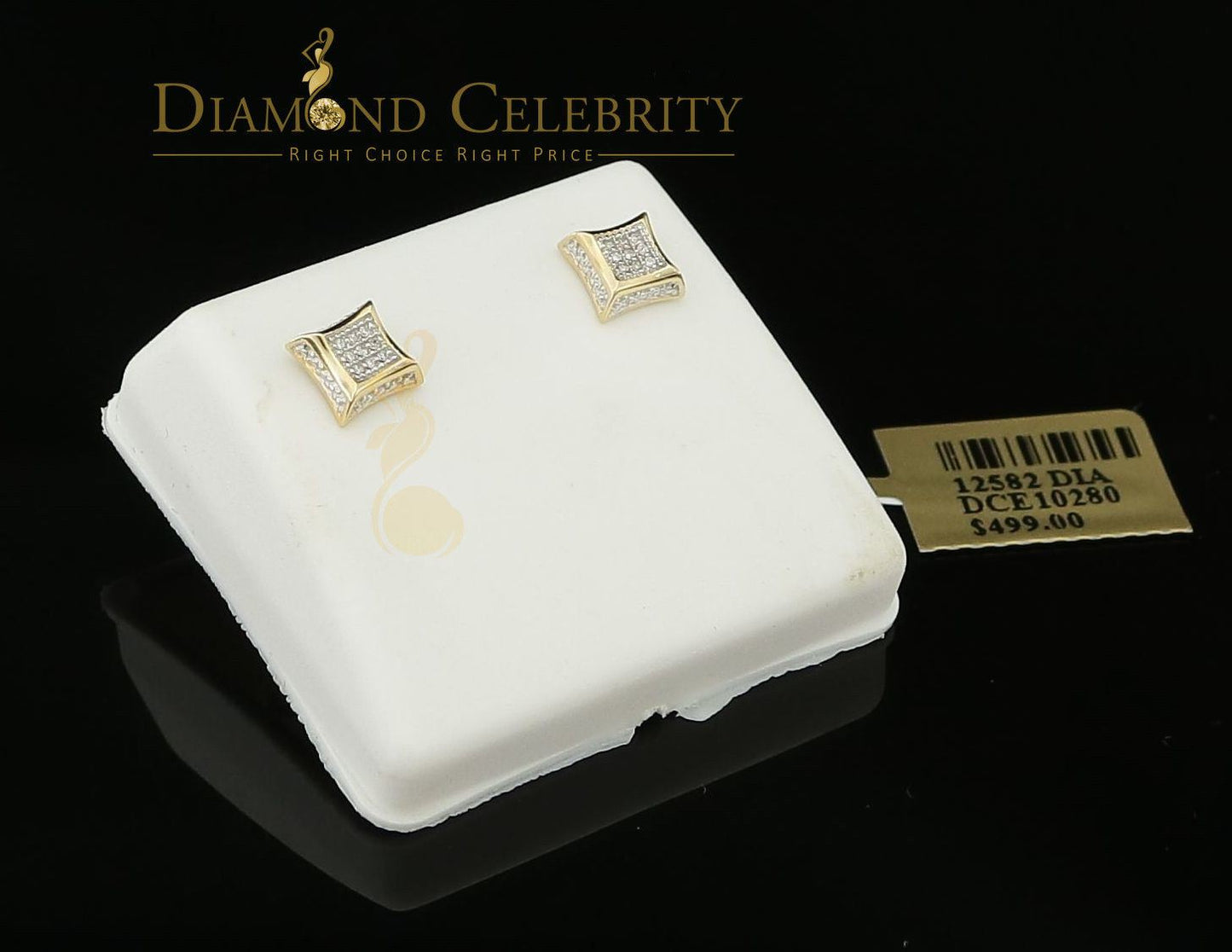 DiamondCelebritees 10K Yellow Real Gold with Real 0.05CT Diamond Men's /Ladies Stud Earring