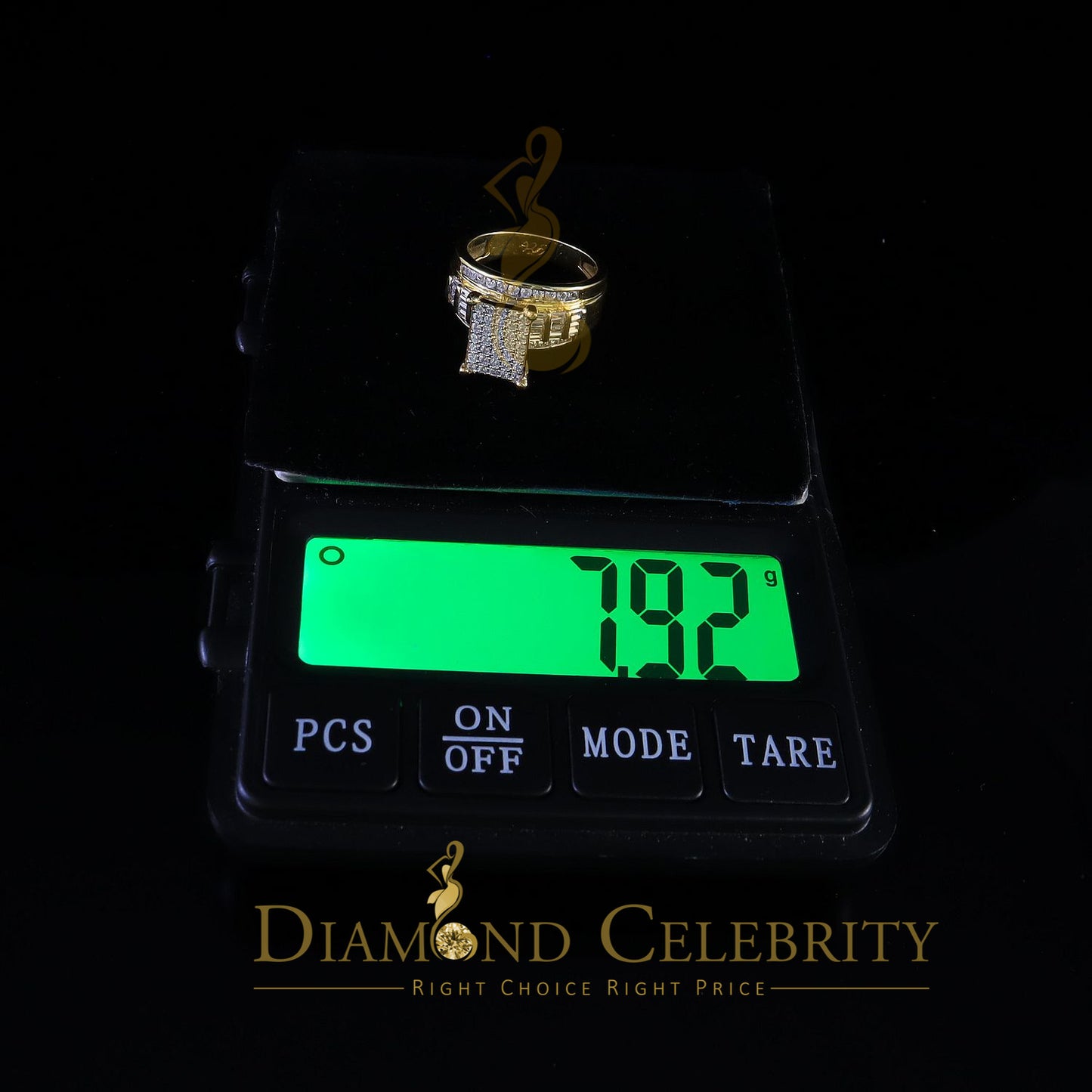 DiamondCelebritees 925 Yellow 2.25ct Cubic Zirconia Silver Cinderella Engagement Woman's Ring SZ 8