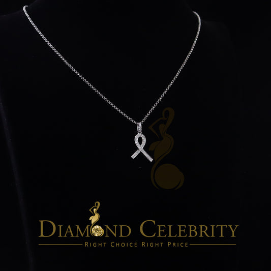 DiamondCelebritees White Ribbon Shape Pendant 925 Sterling Silver with 0.26ct Cubic Zirconia stone