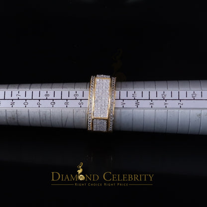 DiamondCelebritees Trendy Micro 0.33ct Real Diamond Men's 925 Silver Yellow Band Style Ring Sz 10