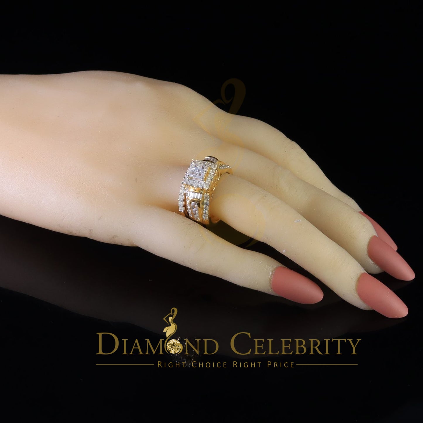 DiamondCelebritees 925 Sterling Silver Yellow 5.00ct Cubic Zirconia Bridal Womens Ring Size 7