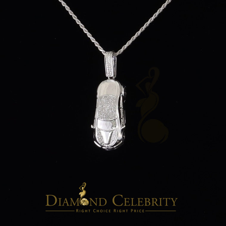 DiamondCelebritees Real 0.33ct Diamond 925 Sterling Silver Sport CAR Charm Necklace Pendant White