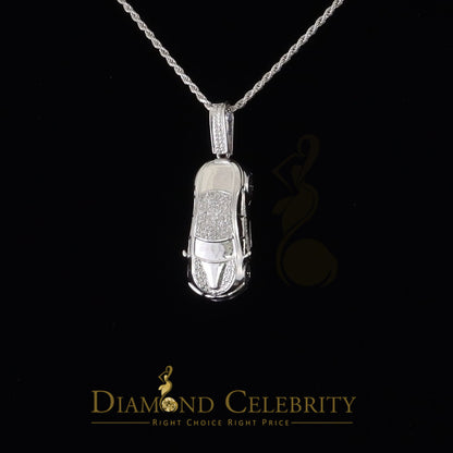 DiamondCelebritees Real 0.33ct Diamond 925 Sterling Silver Sport CAR Charm Necklace Pendant White