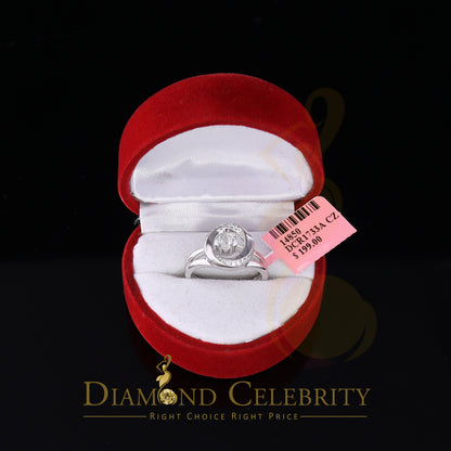 DiamondCelebritees 925 Sterling White Silver 0.45ct Cubic Zirconia Floral Bridal Womens Ring Size 6