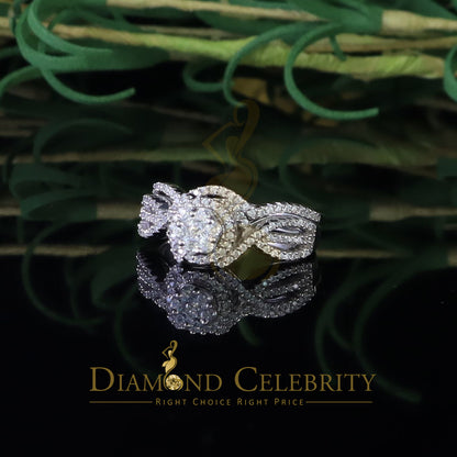 DiamondCelebritees 1.60ct Cubic Zirconia White 925 Silver Men's/ Women 2PC Bridal Rings Size 7