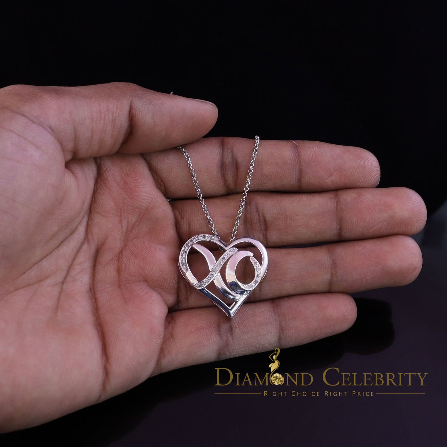 DiamondCelebritees  0.10ct Real Diamond Valentine Special "HEART" Pendant 925 Sterling Silver White