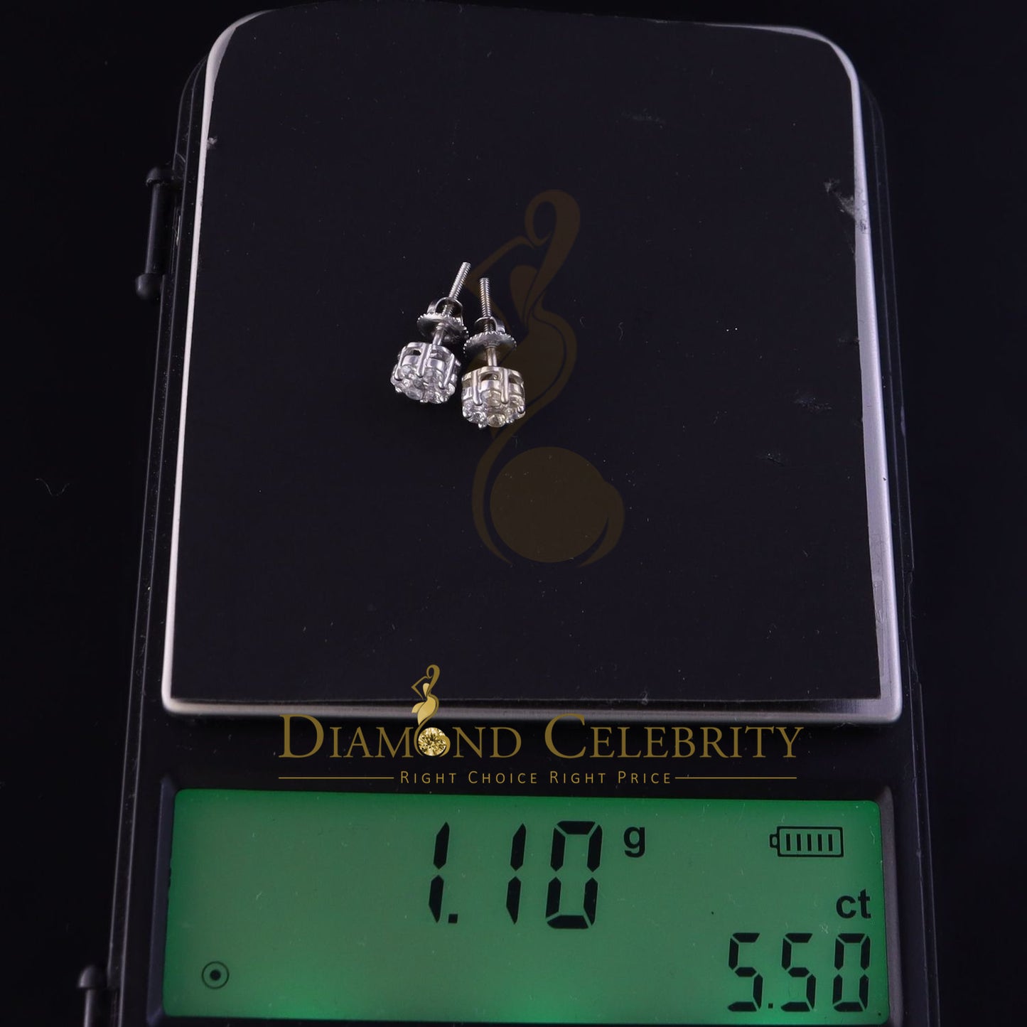DiamondCelebritees  925 White Sterling Silver 0.76ct Cubic Zirconia Women's Hip Hop Flower Earrings