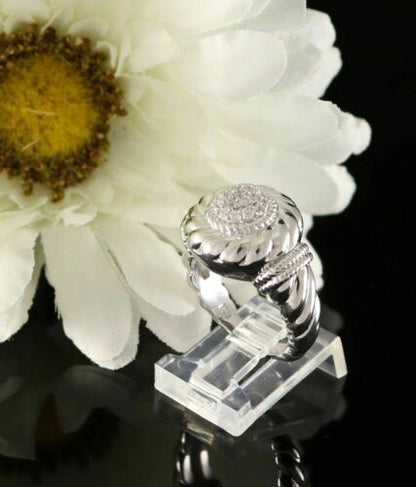 DiamondCelebritees 0.58ct Sterling White Silver Round Shape 925 Cubic Zirconia Womens Ring size 7