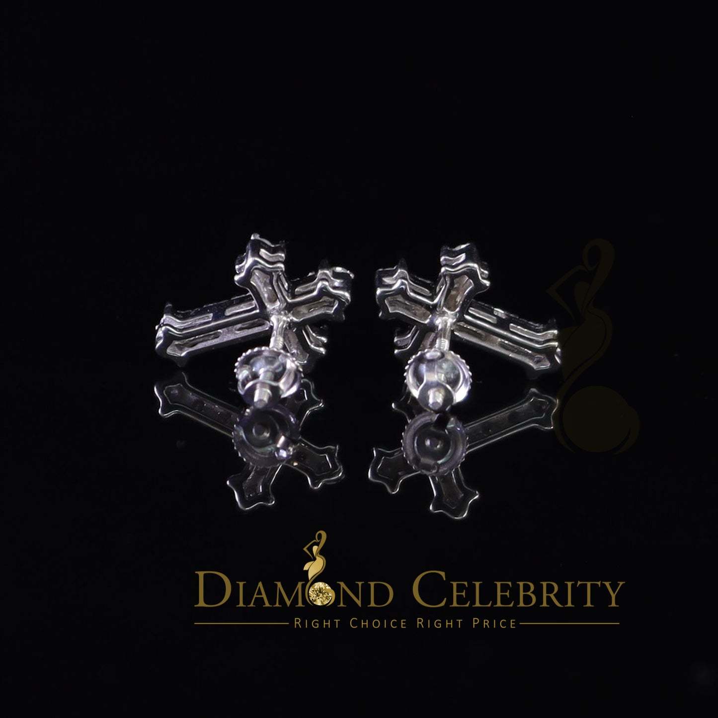 Diamondcelebritees 1.00ct Moissanite White 925 Sterling Silver Women's Cross Earrings