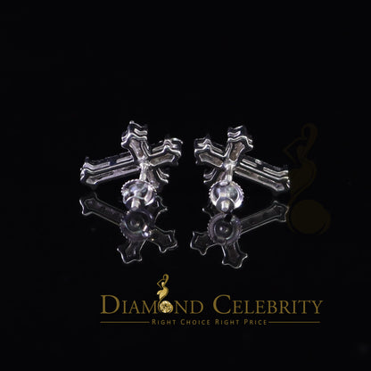 Diamondcelebritees 1.00ct Moissanite White 925 Sterling Silver Women's Cross Earrings