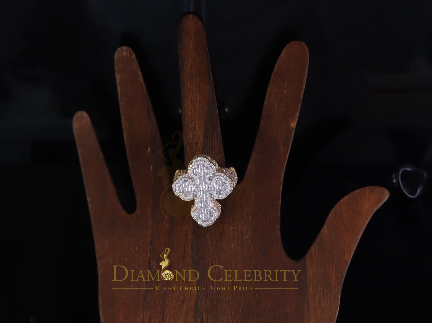 DiamondCelebritees New 925 Sterling Silver 6.00ct VVS D Moissanite Rings Size 10 Yellow Cross Men's