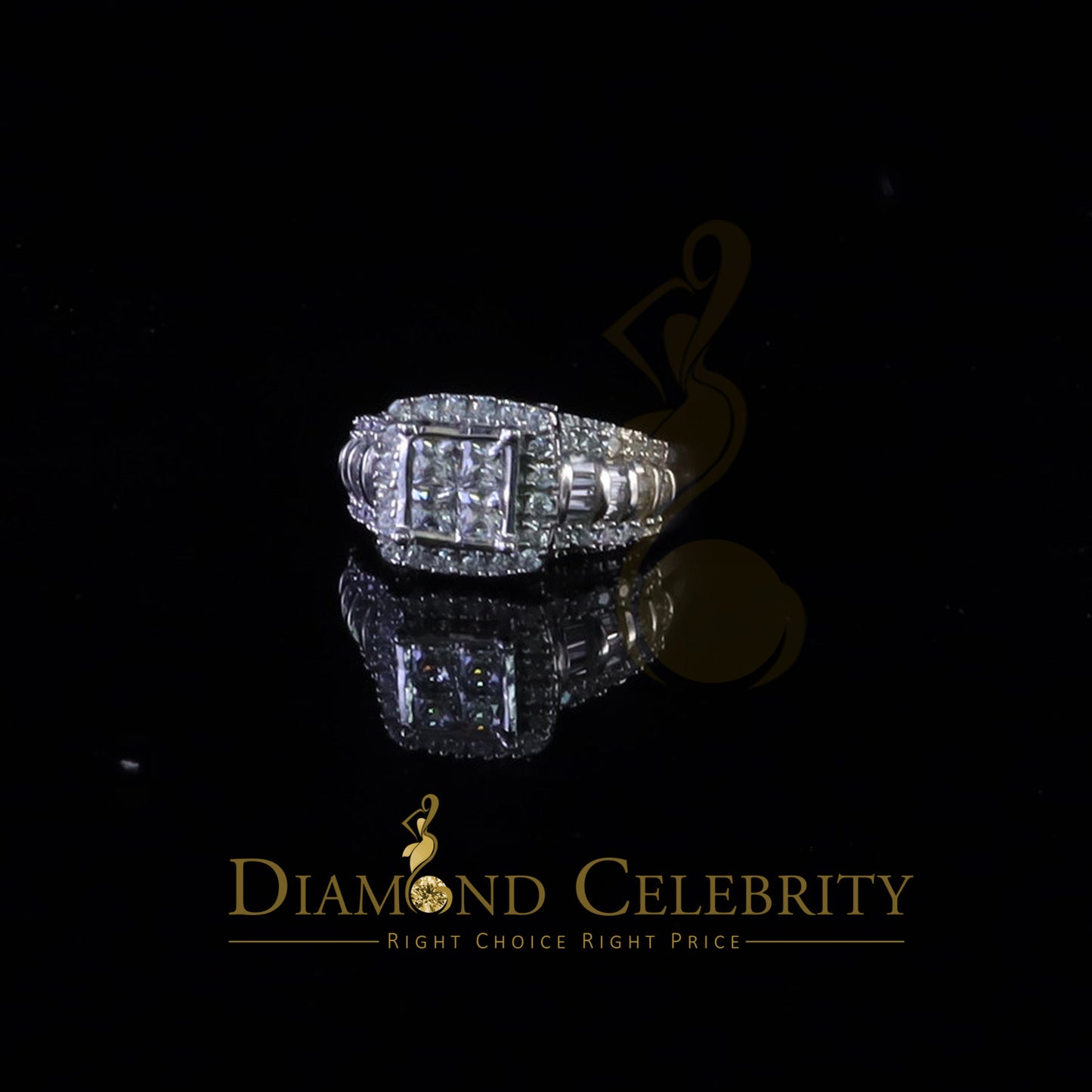 DiamondCelebritees 925 White Silver 4.0ct Square Shape Cubic Zirconia Engagement Womens Ring size 7