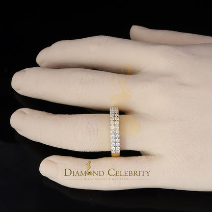 DiamondCelebritees Men's 1.50ct VVS D Silver Yellow Moissanite 2 Row Wedding Band 925 Ring Size 10