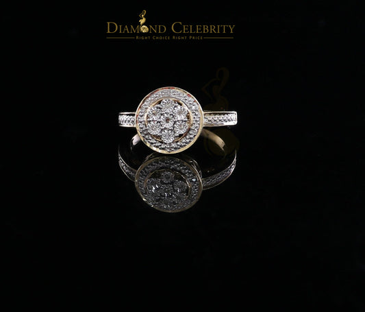 DiamondCelebritees 0.60CT Real Diamond Womens 925 Sterling Silver Yellow Ring Size 7 Round Shape