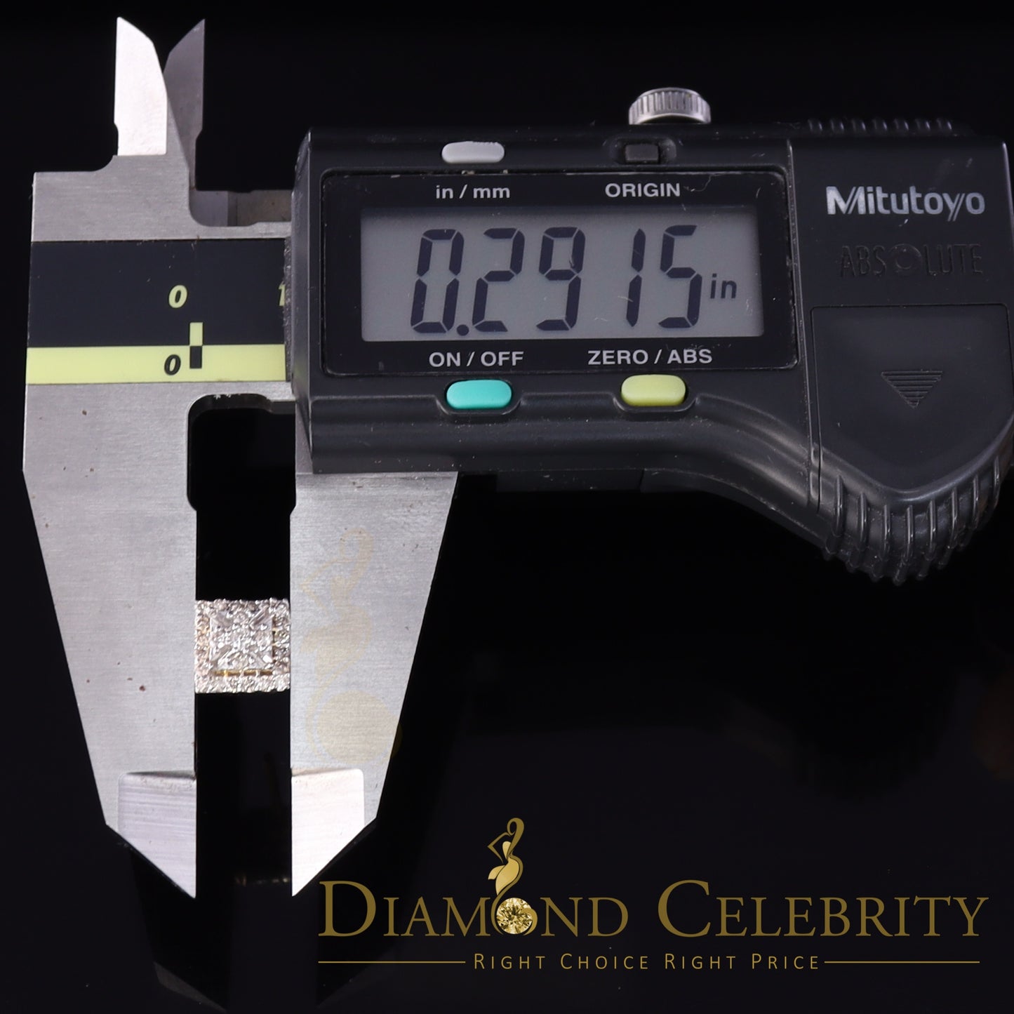 DiamondCelebritees 0.75 CT Real Diamond with 10K Real Yellow Gold Square Stud Earrings