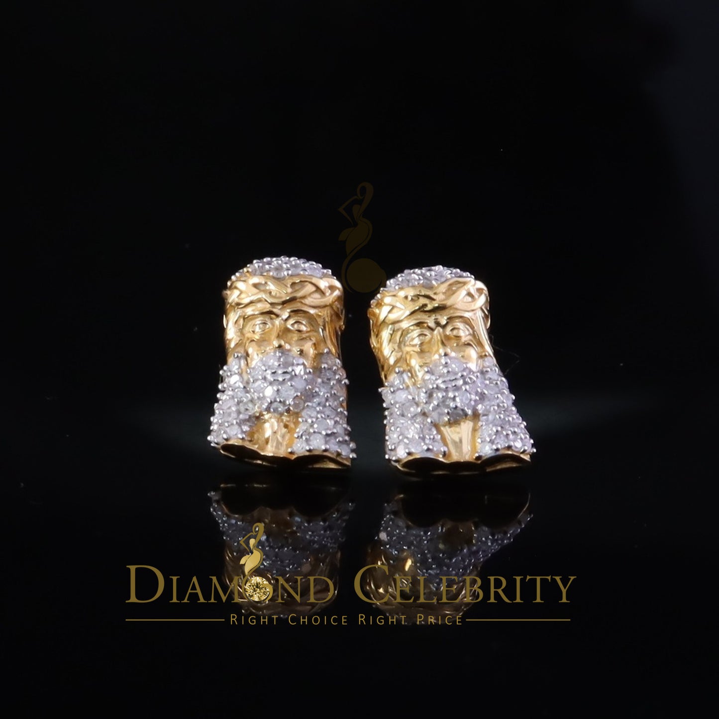 DiamondCelebritees 0.50ct Diamond 925 Sterling Silver Yellow for Men's & Women Stud JESUS Earrings