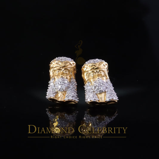 DiamondCelebritees 0.50ct Diamond 925 Sterling Silver Yellow for Men's & Women Stud JESUS Earrings
