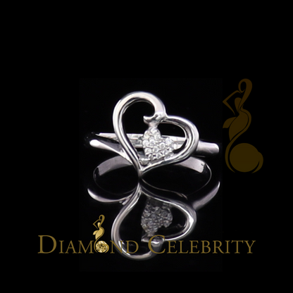 DiamondCelebritees 925 Sterling White Silver 0.10ct Cubic Zirconia Love Heart Women's Ring Size 7