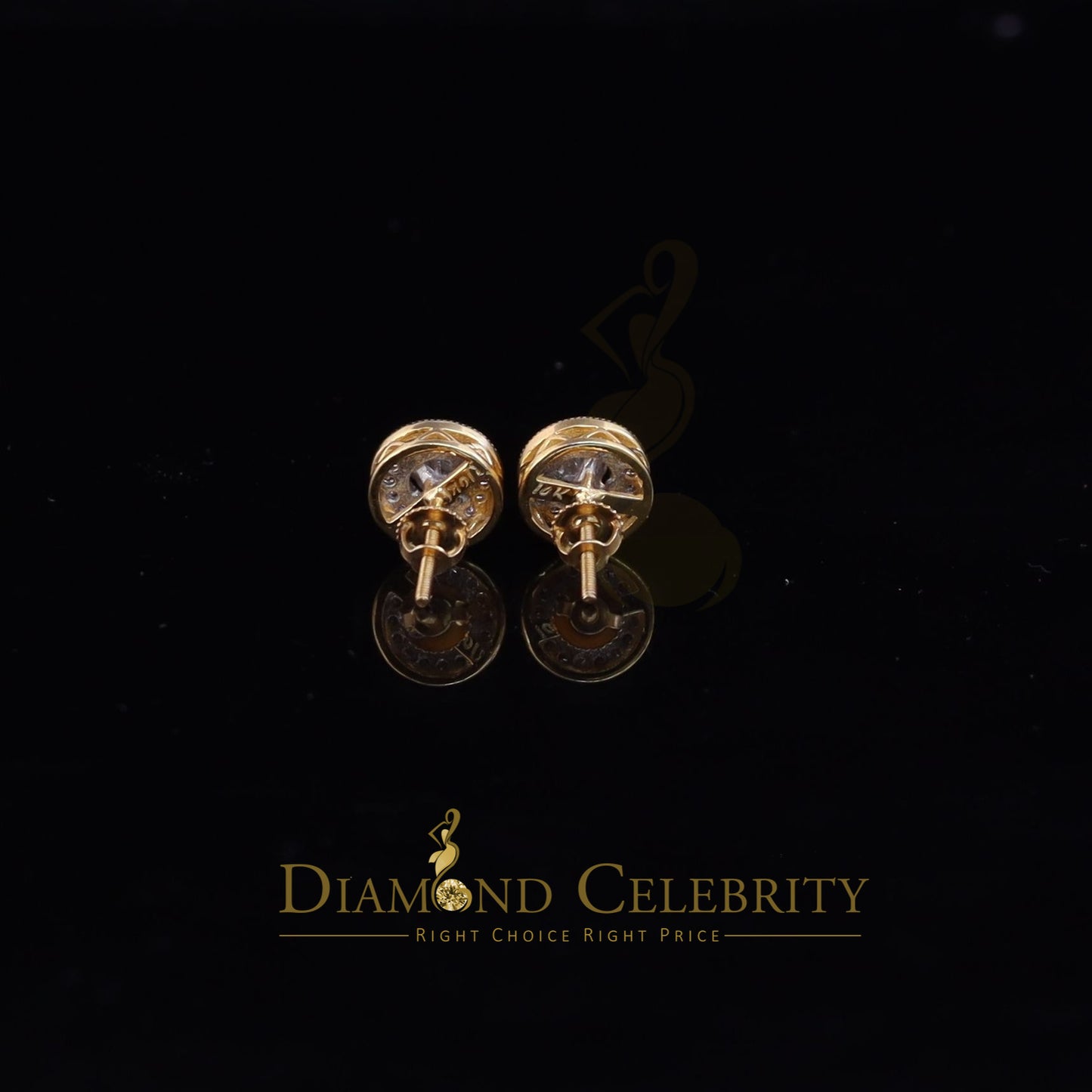 DiamondCelebritees Real 10k Yellow Gold Round Stud 0.50ct Earrings with Real Diamonds