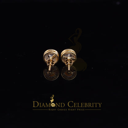 DiamondCelebritees Real 10k Yellow Gold Round Stud 0.50ct Earrings with Real Diamonds