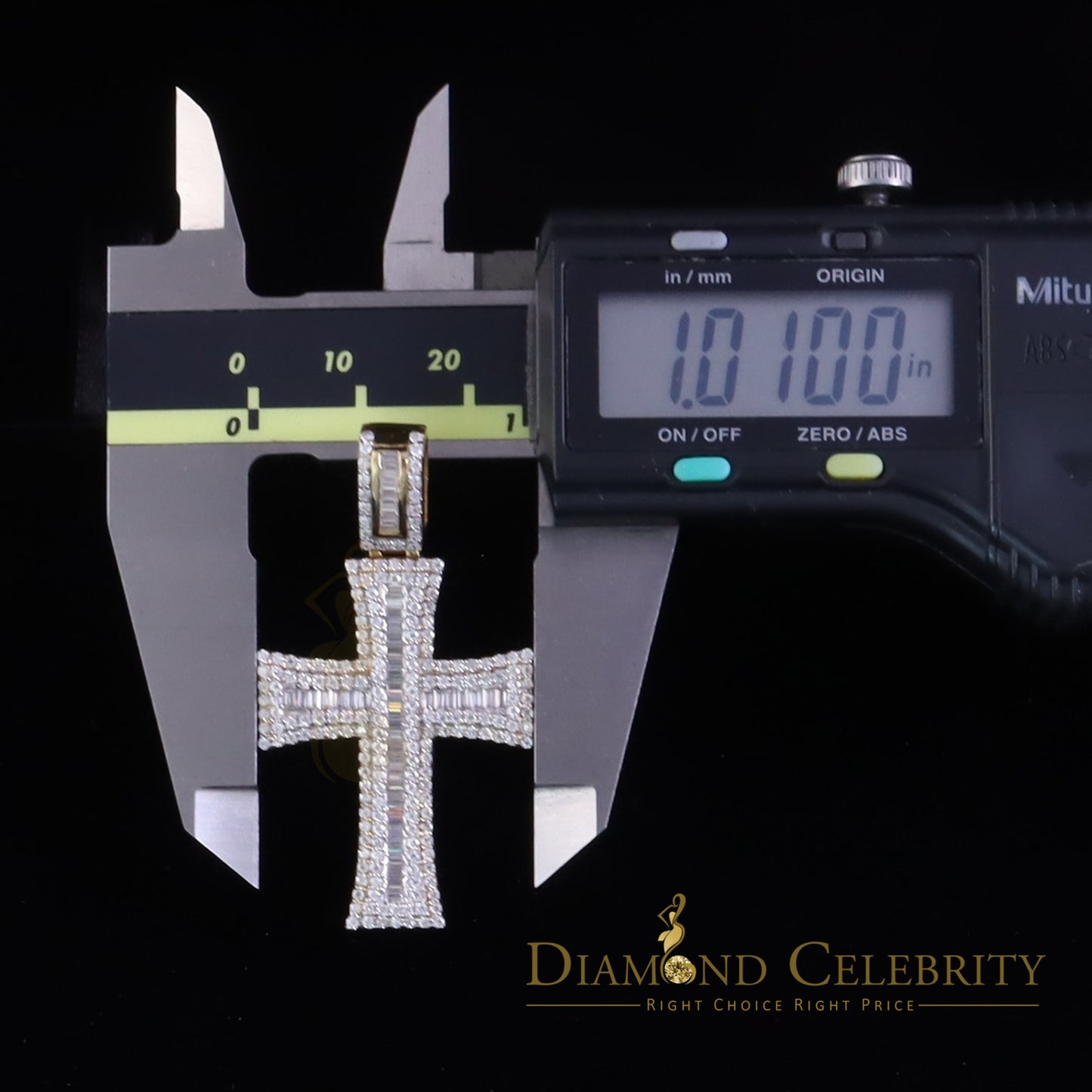 Diamondcelebritees Cross Pendant 925 Yellow Sterling Silver 2.25ct VVS D Clr. Moissanite for Women