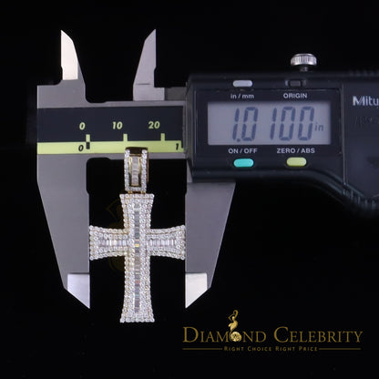 Diamondcelebritees Cross Pendant 925 Yellow Sterling Silver 2.25ct VVS D Clr. Moissanite for Women
