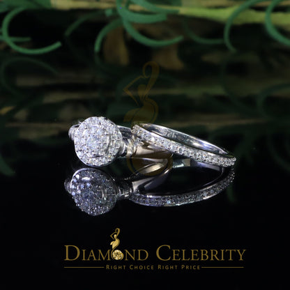 DiamondCelebritees 925 Women's White Silver 1.25ct CZ Round shape 2pcs Bridal /Engagement Ring SZ 7