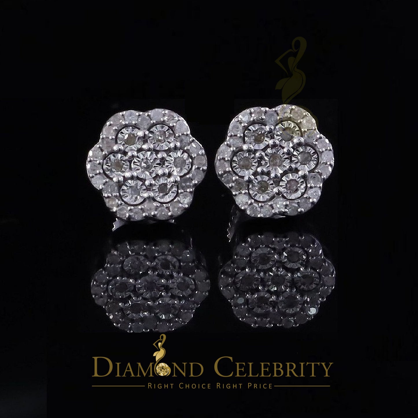 DiamondCelebritees Miracle Set Real 0.25ct Diamond 925 Silver White for Men's & Women Stud Earrings