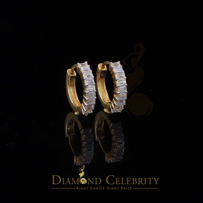 DiamondCelebritees 1.66ct Moissanite Baugutte Yellow 925 Sterling Silver Women's Hoop Earrings
