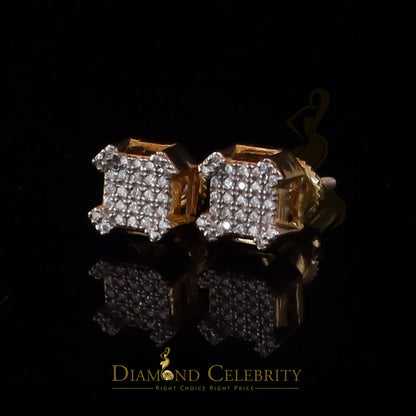 DiamondCelebritees Men's/Womens 925 Silver Yellow 0.25ct VVS 'D' Moissanite Square Stud Earrings