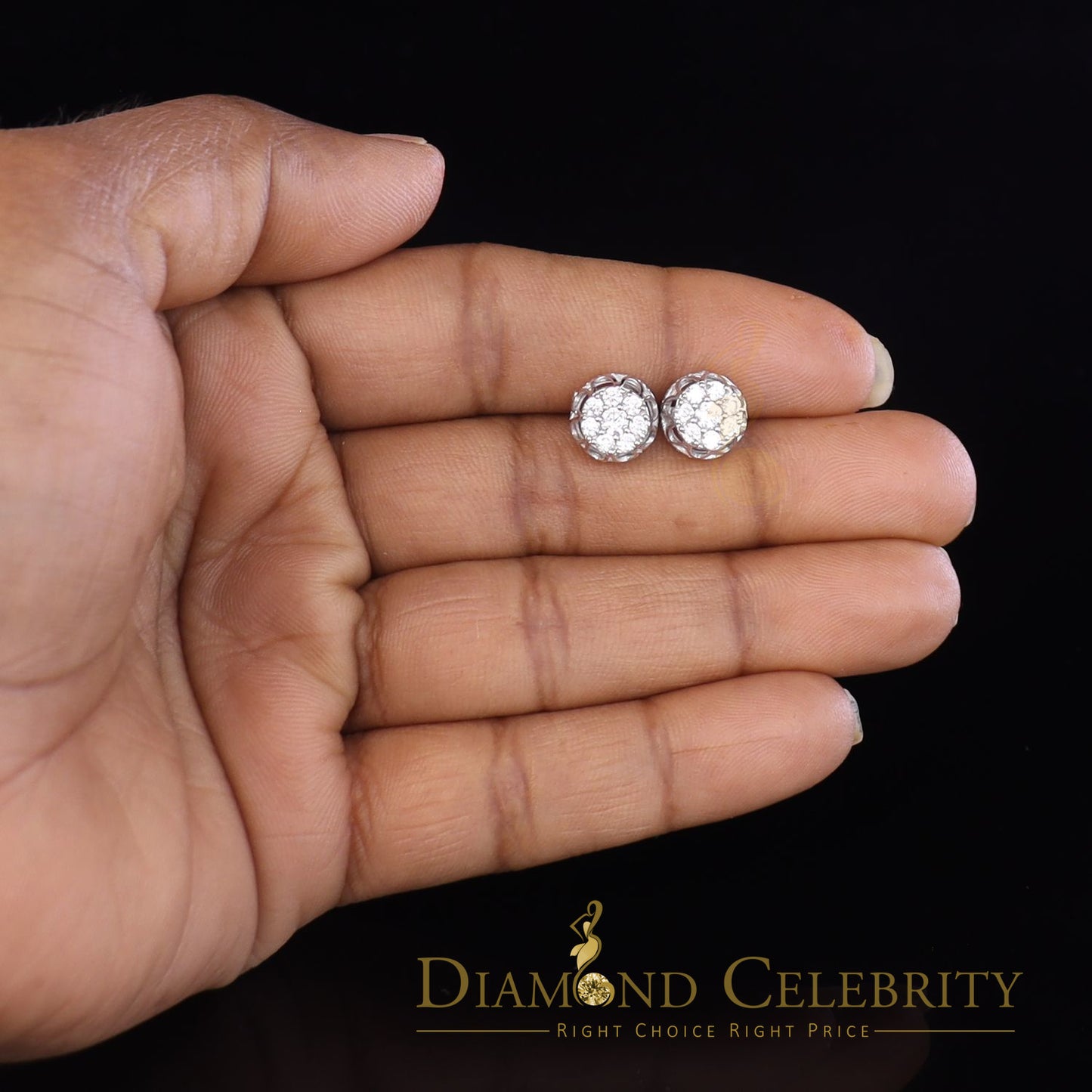 DiamondCelebritees  1.14ct Cubic Zirconia 925 White Silver Women's & Men's Hip Hop Flower Earrings