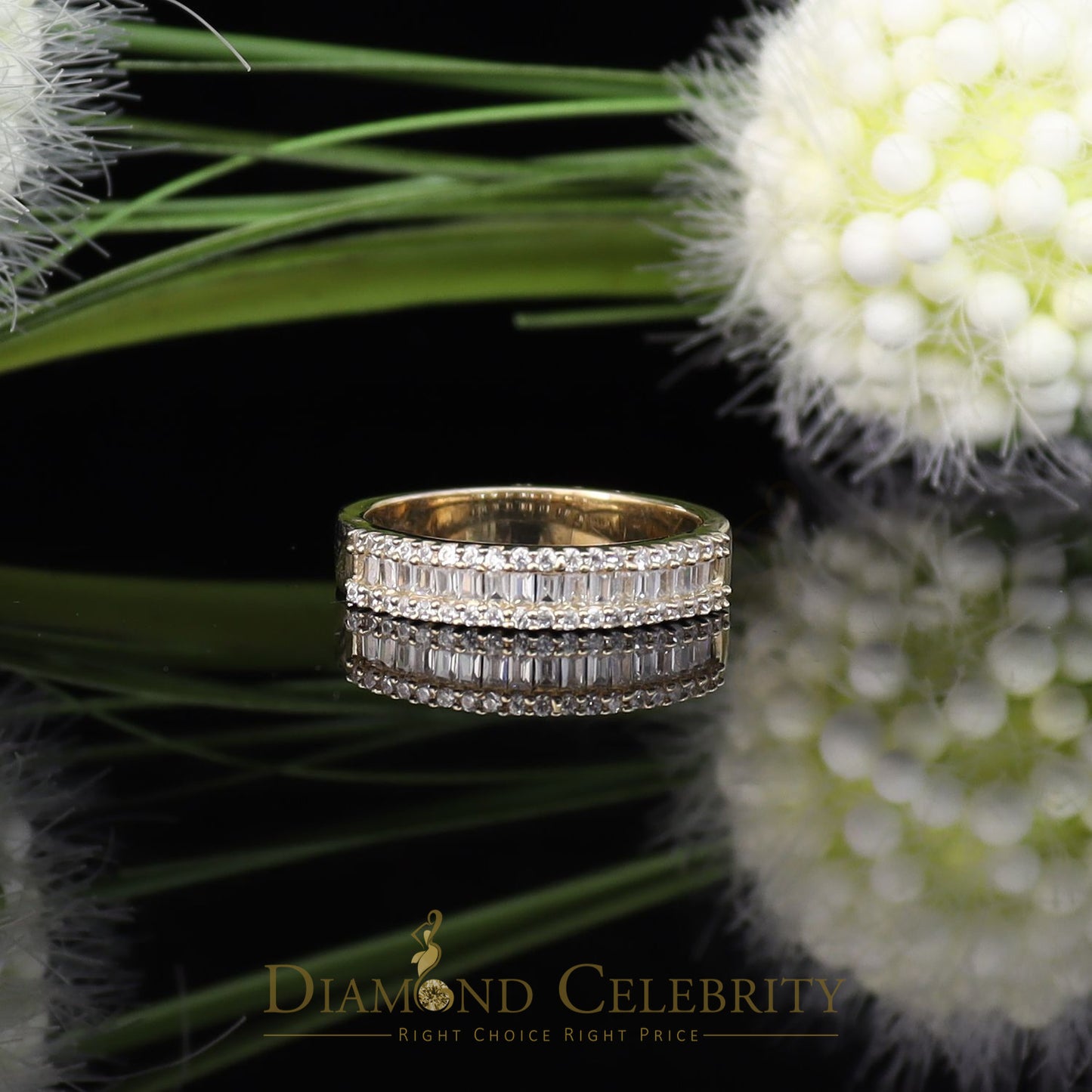 DiamondCelebritees 4.00ct 925 Sterling Yellow Silver Cubic Zirconia Womens Engagement Ring Size 8