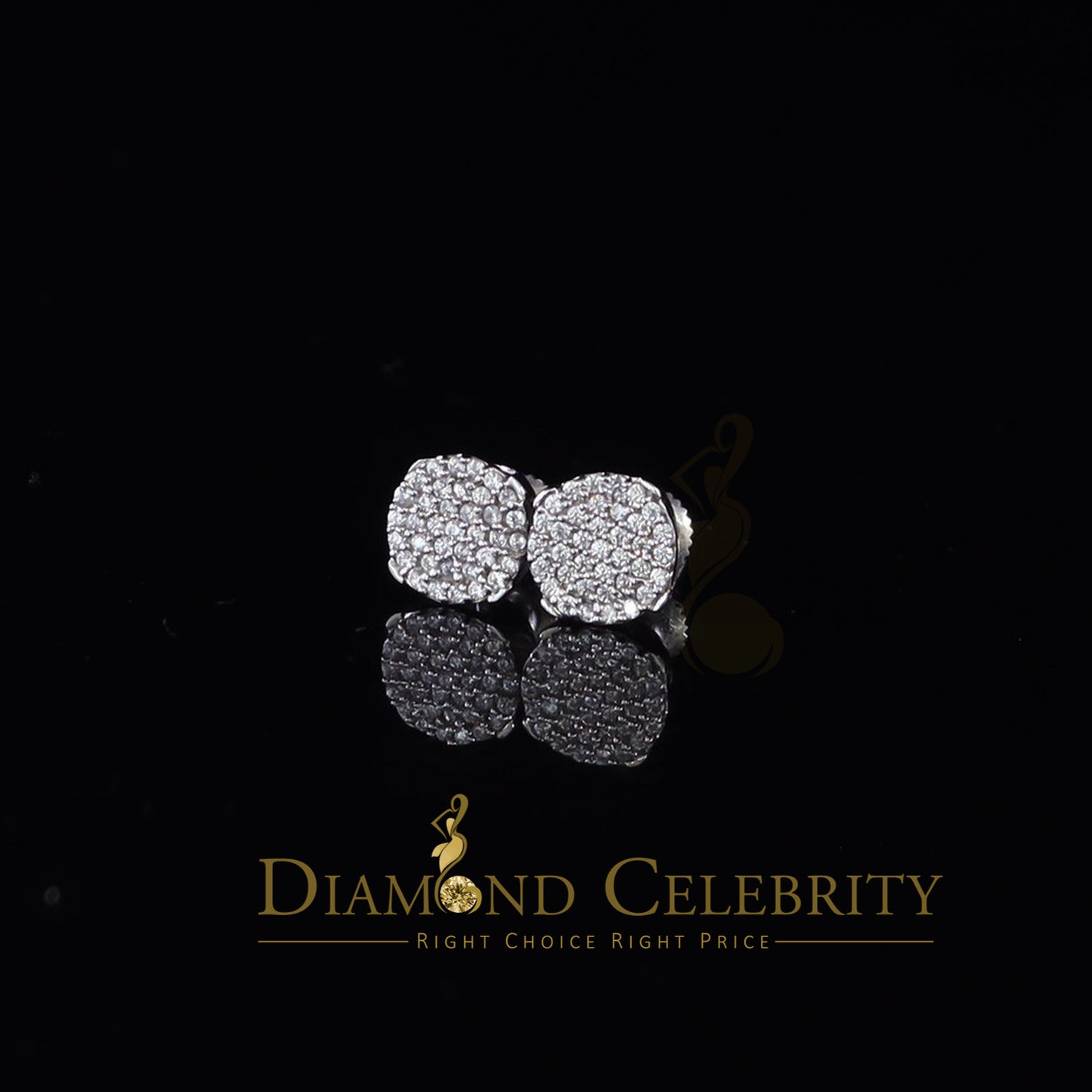 DiamondCelebritees  Aretes Para Hombre 925 White Silver 0.74ct Cubic Zirconia Round Women's Earrings