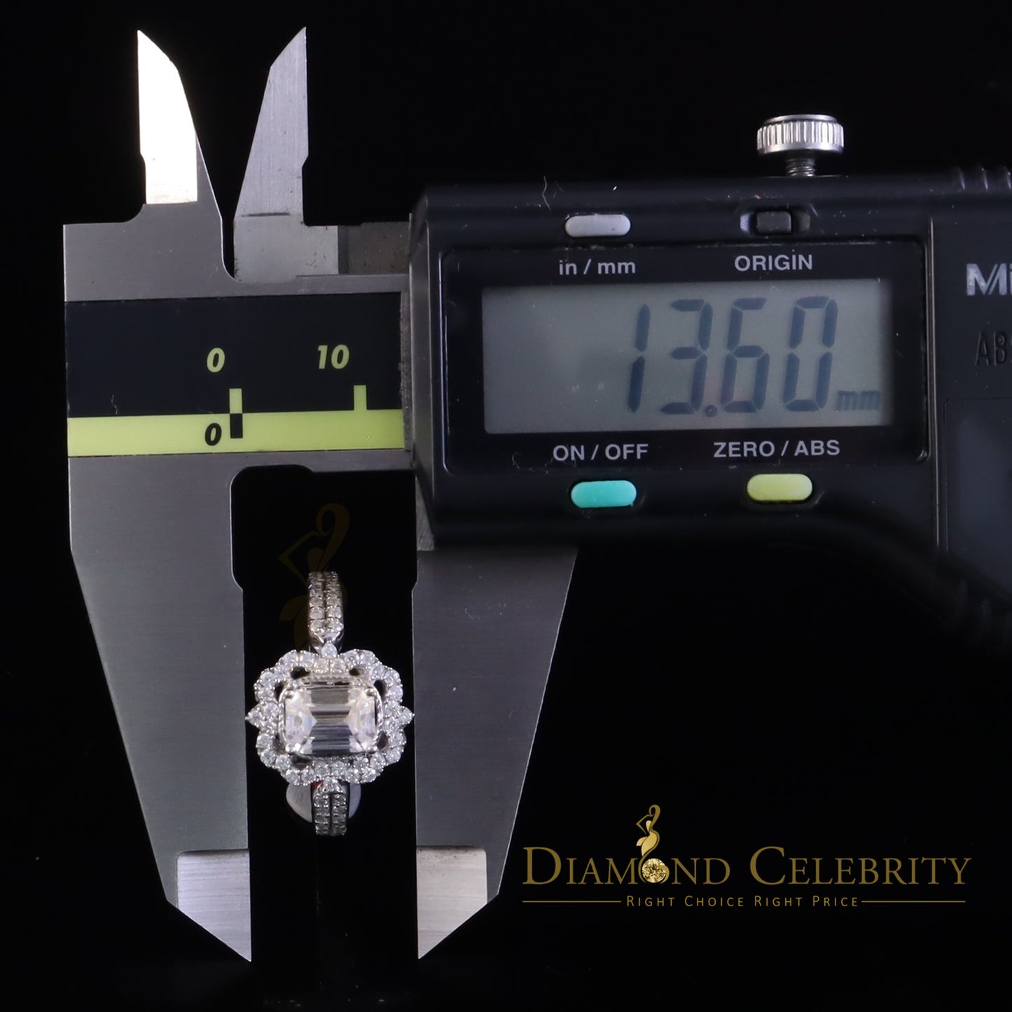 DiamondCelebritees Emerlard Cut White 925 Silver 2.00ct VVS D Moissanite Square Ring SZ 7 for Women