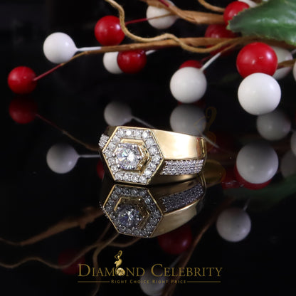 DiamondCelebritees 925 Yellow Sterling Silver Cubic Zirconia 2.44ct Men Ring Size 9