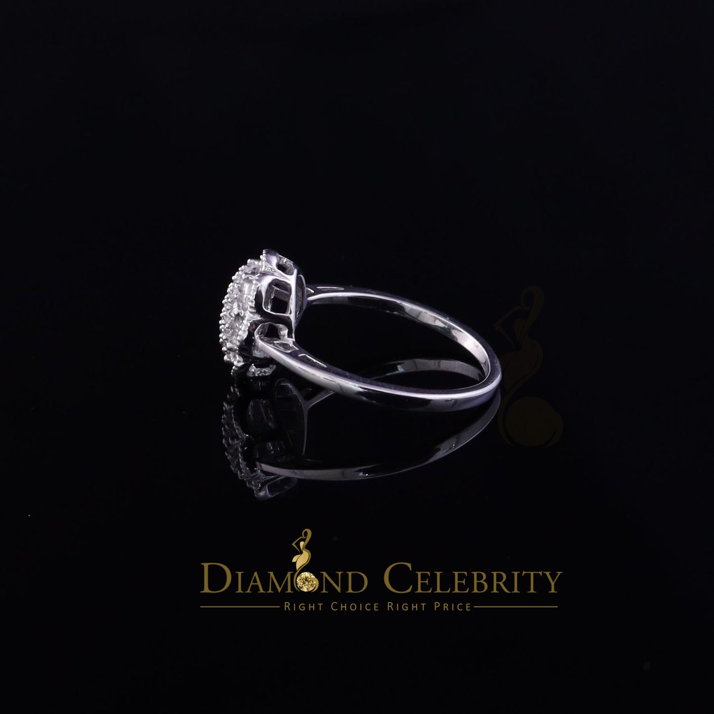 DiamondCelebritees 0.49ct Cubic Zirconia Sterling White Silver Flower Engagement Womens Ring Size 7