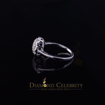 DiamondCelebritees 0.49ct Cubic Zirconia Sterling White Silver Flower Engagement Womens Ring Size 7