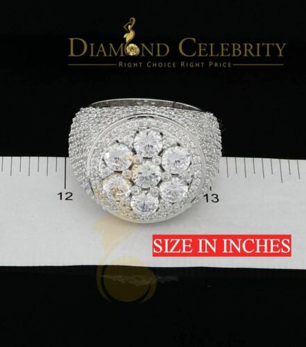 DiamondCelebritees Men's 12.5ct Cubic Zirconia white Silver Round Adjustable Ring From SZ 11 to13