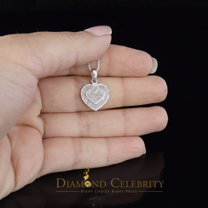 DiamondCelebritees  Real 0.25ct Diamond 925 Sterling Silver HEART Charm Necklace Pendant in White