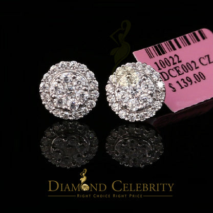 DiamondCelebritees  925 White Silver 1.96ct Cubic Zirconia Hip Hop Women's & Men's Round Earrings