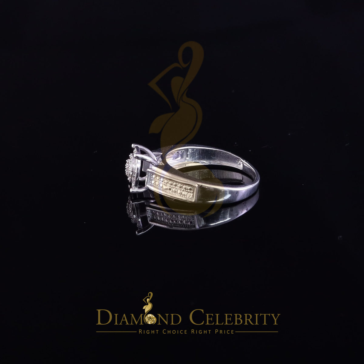 DiamondCelebritees 0.15CT Real Diamond 925 Sterling White Silver Engagement Round Womens Ring Sz 7