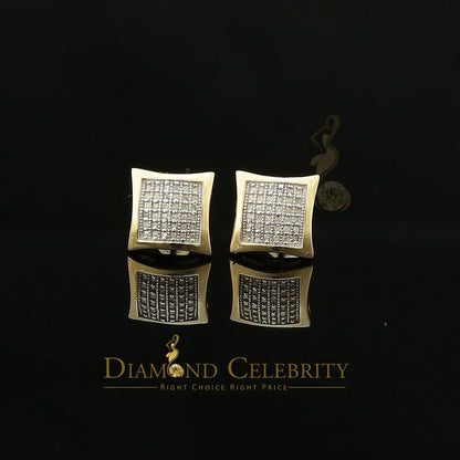 DiamondCelebritees Aretes Para 925 Sterling Yellow Silver 0.20ct Diamond Women & Men Kite Earrings
