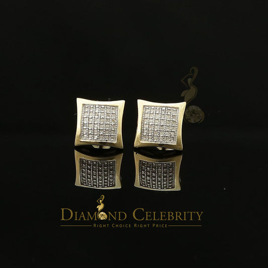 DiamondCelebritees Aretes Para 925 Sterling Yellow Silver 0.20ct Diamond Women & Men Kite Earrings